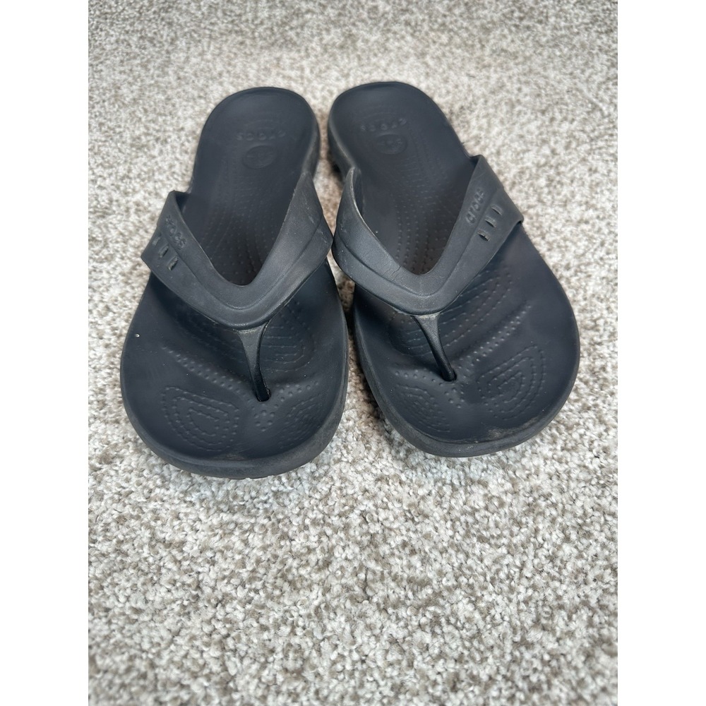 Crocs Women W 9 Dual Comfort - Flip Flops-Black